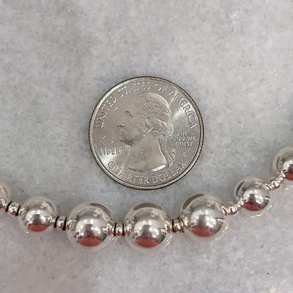 Sterling Silver Graduated Beaded Ball Necklace - Picture 12 of 12